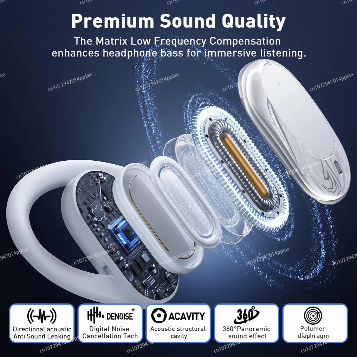 OWS Earphones Over-Ear Open-Ear Wireless Bluetooth Headphones Style Noise Cancellation Rotatable Feature With Mic Portable Audio