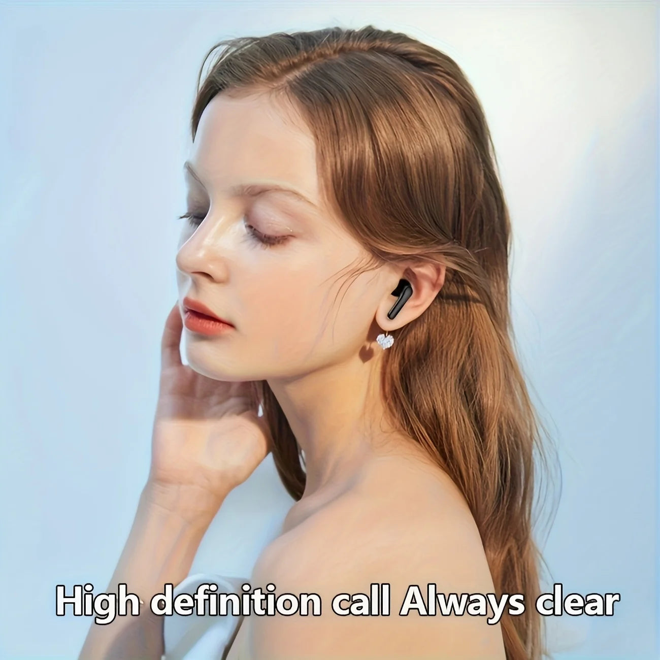 HD Wireless Headphones - Long Battery Life, Compact Dual Stereo In-Ear Headphones for Sports and Gaming, Noise Cancelling Calls