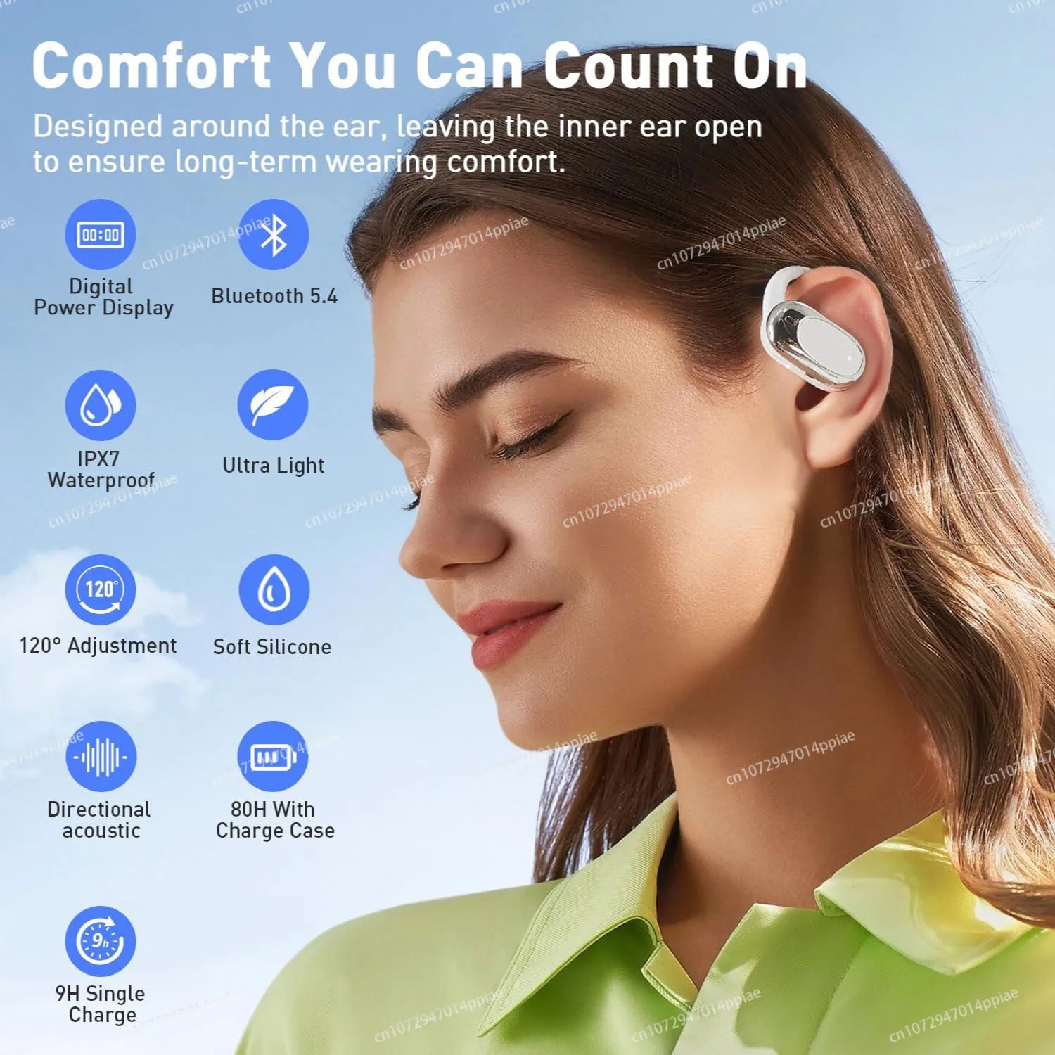 OWS Earphones Over-Ear Open-Ear Wireless Bluetooth Headphones Style Noise Cancellation Rotatable Feature With Mic Portable Audio