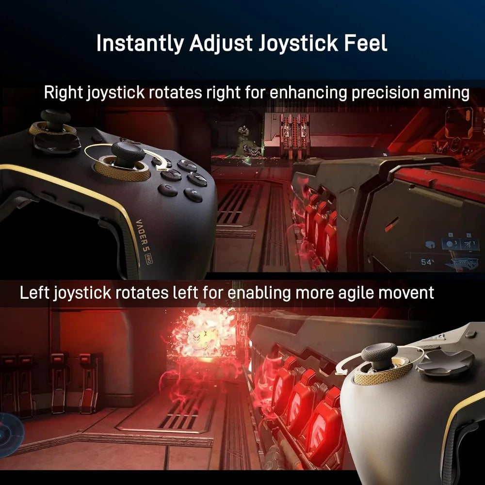 PC Controller with Advanced Joysticks, 3ms Latency, 8 Remappable Buttons, Vibration, 1000mAh Battery, Multi-Connection Options