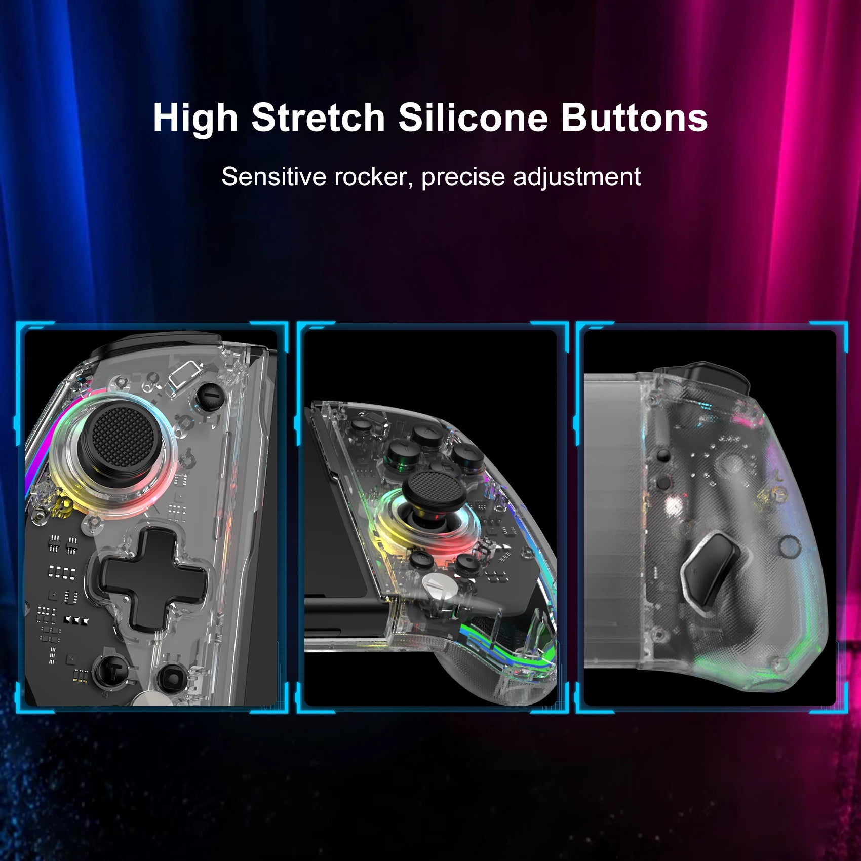 No Deadzone Enhanced  Controller for Switch/Switch OLED, Adjustable LED Light, Ergonomic Design, 6-Axis Gyro